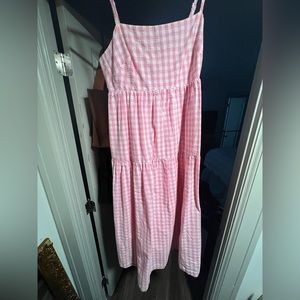 Jcrew pink gingham tie back dress